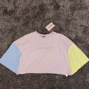 Missguided color block cropped tee